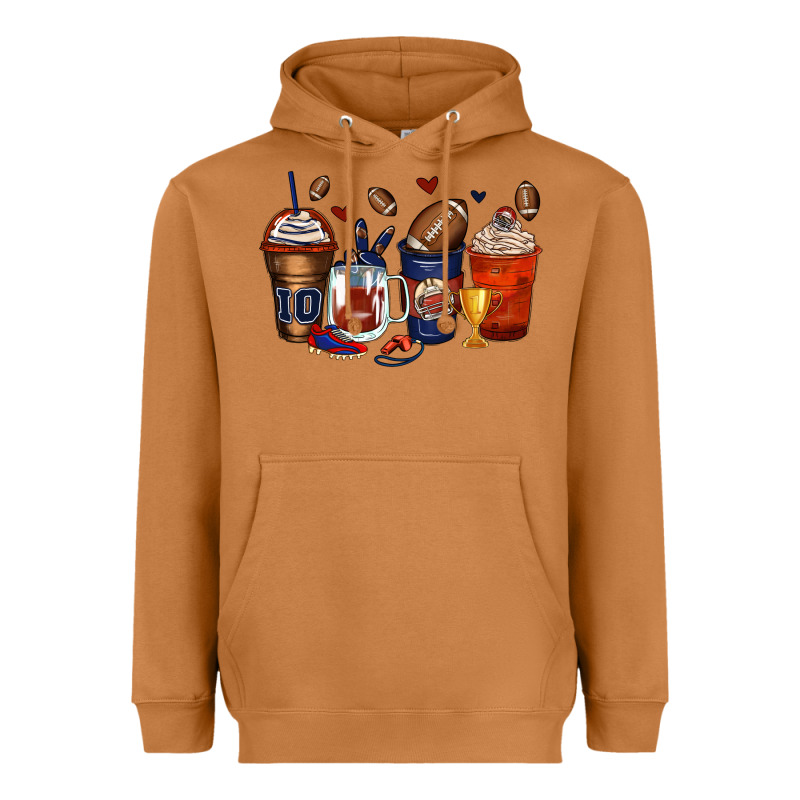American Football Coffee Cups Heavyweight Hoodie by Zillion Design Studio | Teevron