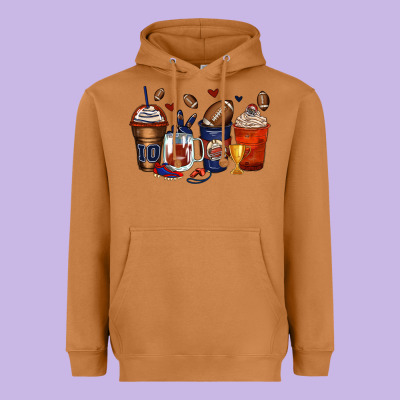 American Football Coffee Cups Heavyweight Hoodie Designed By Zillion Design Studio