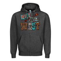 Charcoal Heather wild wild west Zipper Hoodie - texasbilliewilder