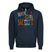 Navy wild wild west Zipper Hoodie - texasbilliewilder