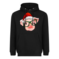 Black christmas pig with santa claus hat Heavyweight Hoodie - RanaPortraitStore