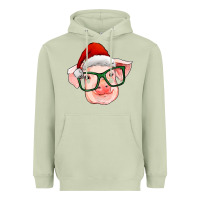 Matcha christmas pig with santa claus hat Heavyweight Hoodie - RanaPortraitStore