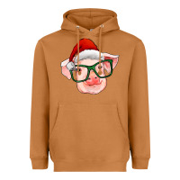 Christmas Pig With Santa Claus Hat Heavyweight Hoodie | Teevron