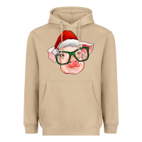Mushroom christmas pig with santa claus hat Heavyweight Hoodie - RanaPortraitStore