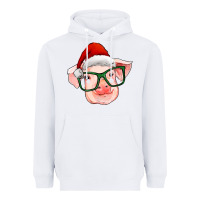 White christmas pig with santa claus hat Heavyweight Hoodie - RanaPortraitStore