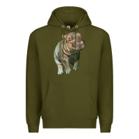 Army Green baby hippo Premium Hoodie - LillyAllenDesigns
