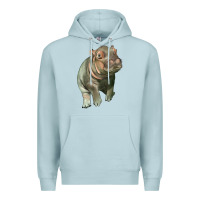 Blue Mist baby hippo Premium Hoodie - LillyAllenDesigns