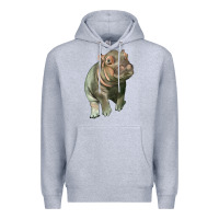 Heather Grey baby hippo Premium Hoodie - LillyAllenDesigns