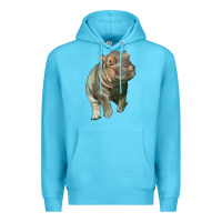 Ocean Blue baby hippo Premium Hoodie - LillyAllenDesigns