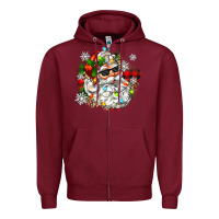Burgundy santa with sunglasses christmas Zipper Hoodie - Zillion Design Studio