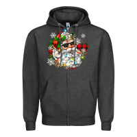 Charcoal Heather santa with sunglasses christmas Zipper Hoodie - Zillion Design Studio