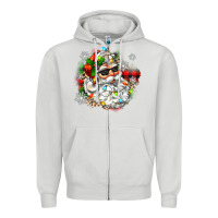 Dove Grey santa with sunglasses christmas Zipper Hoodie - Zillion Design Studio