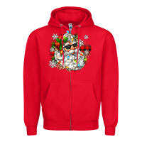 Red santa with sunglasses christmas Zipper Hoodie - Zillion Design Studio