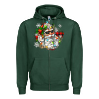 Sports Green santa with sunglasses christmas Zipper Hoodie - Zillion Design Studio