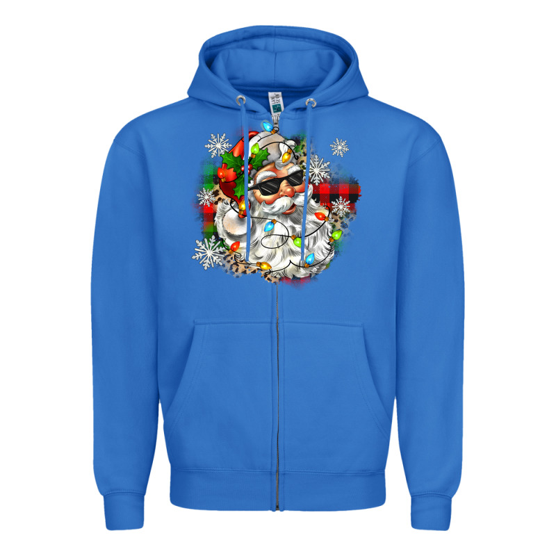 Santa With Sunglasses Christmas Zipper Hoodie by Zillion Design Studio | Teevron