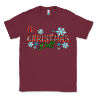 Burgundy It's Christmas Y'all Season Winter Classic Tee - RanaPortraitStore