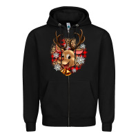 Black reindeer christmas Zipper Hoodie - Zillion Design Studio