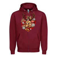 Burgundy reindeer christmas Zipper Hoodie - Zillion Design Studio