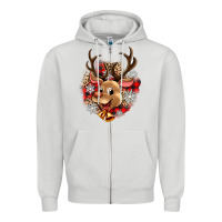 Dove Grey reindeer christmas Zipper Hoodie - Zillion Design Studio