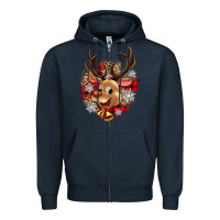 Navy reindeer christmas Zipper Hoodie - Zillion Design Studio