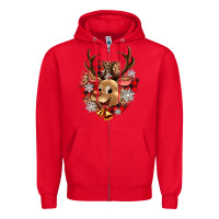 Red reindeer christmas Zipper Hoodie - Zillion Design Studio