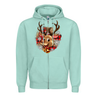 Seafoam reindeer christmas Zipper Hoodie - Zillion Design Studio