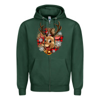 Sports Green reindeer christmas Zipper Hoodie - Zillion Design Studio