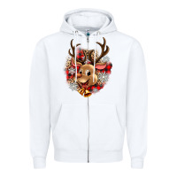 White reindeer christmas Zipper Hoodie - Zillion Design Studio