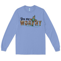 Colony Blue you are worthy cross Long Sleeve Tee - BarkalooDesign