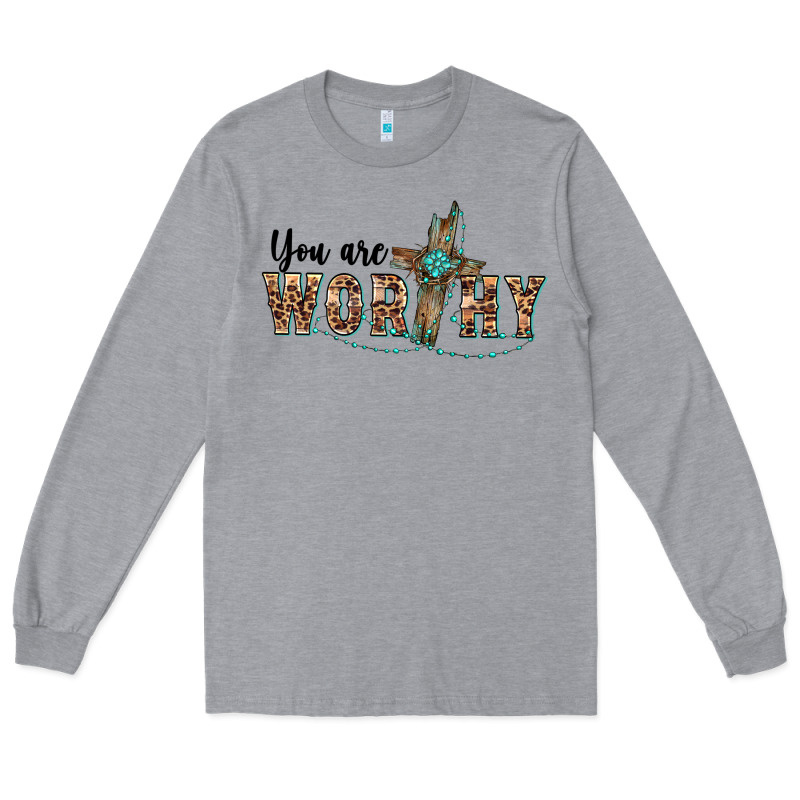 You Are Worthy Cross Long Sleeve Tee by BarkalooDesign | Teevron
