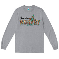 Heather Grey you are worthy cross Long Sleeve Tee - BarkalooDesign