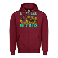 Burgundy a lot can happen in 3 days western Zipper Hoodie - texasbilliewilder
