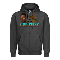 Charcoal Heather a wise man puts god first Zipper Hoodie - texasbilliewilder