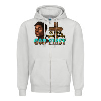 Dove Grey a wise man puts god first Zipper Hoodie - texasbilliewilder