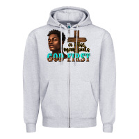 Heather Grey a wise man puts god first Zipper Hoodie - texasbilliewilder