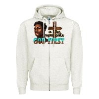 Oatmeal Heather a wise man puts god first Zipper Hoodie - texasbilliewilder