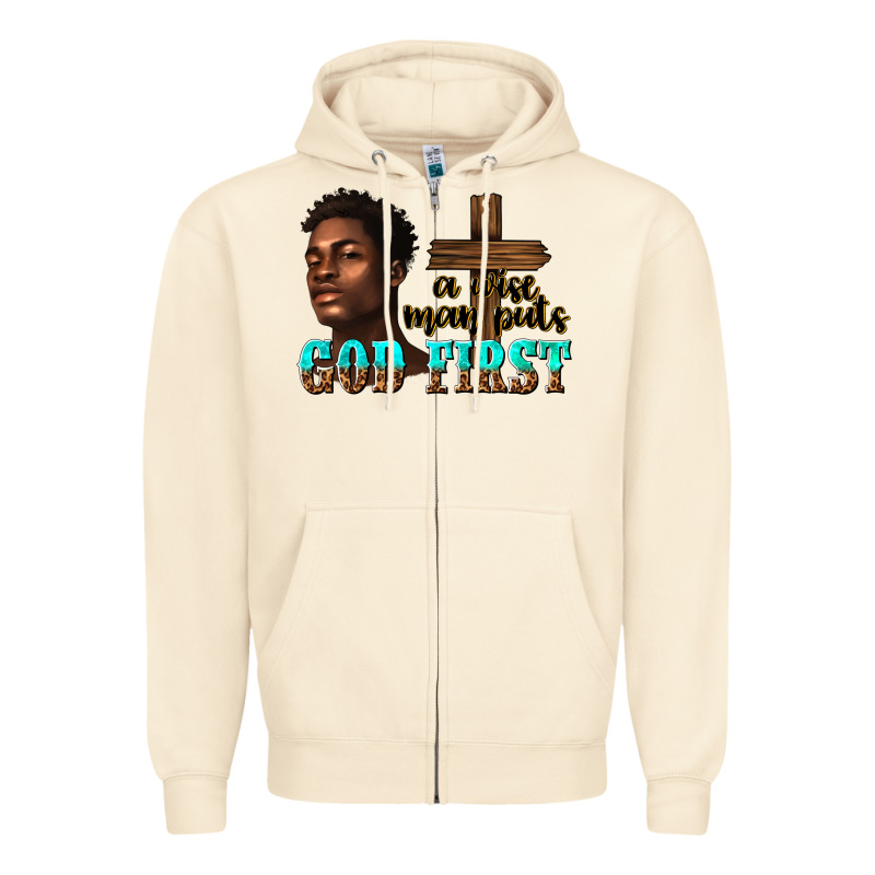 A Wise Man Puts God First Zipper Hoodie by texasbilliewilder | Teevron