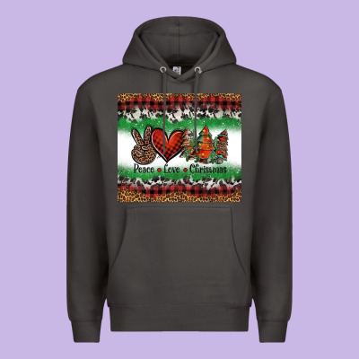 Peace Love Christmas Trees Premium Hoodie Designed By Jasminsmagicworld