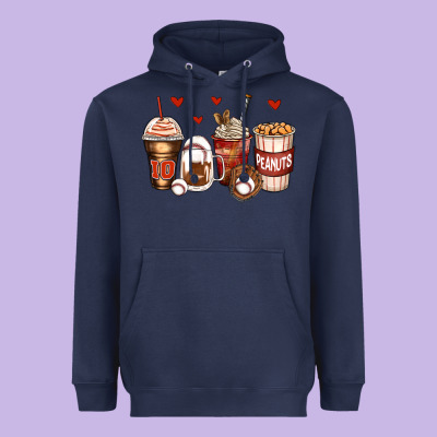 Baseball Coffee Cups Heavyweight Hoodie Designed By Zillion Design Studio
