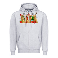 Heather Grey golden dogs with christmas Zipper Hoodie - Zillion Design Studio