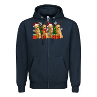 Navy golden dogs with christmas Zipper Hoodie - Zillion Design Studio