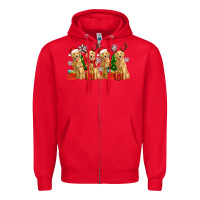 Red golden dogs with christmas Zipper Hoodie - Zillion Design Studio