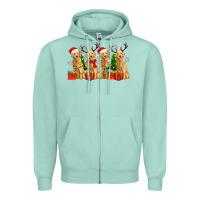 Seafoam golden dogs with christmas Zipper Hoodie - Zillion Design Studio