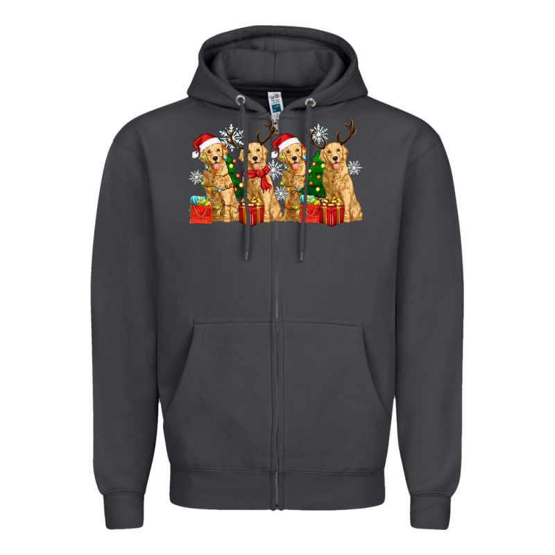 Golden Dogs With Christmas Zipper Hoodie by Zillion Design Studio | Teevron