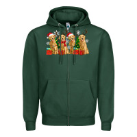 Sports Green golden dogs with christmas Zipper Hoodie - Zillion Design Studio