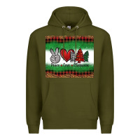 Army Green Peace Love Christmas Trees Premium Hoodie - Jasminsmagicworld