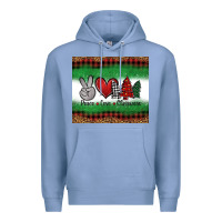 Colony Blue Peace Love Christmas Trees Premium Hoodie - Jasminsmagicworld