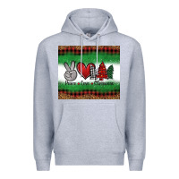 Heather Grey Peace Love Christmas Trees Premium Hoodie - Jasminsmagicworld