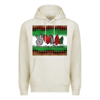 Oatmeal Heather Peace Love Christmas Trees Premium Hoodie - Jasminsmagicworld