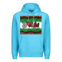 Ocean Blue Peace Love Christmas Trees Premium Hoodie - Jasminsmagicworld
